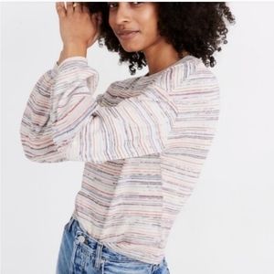 Madewell Bubble Sleeves Crop Sweater In Rainbow Stripes